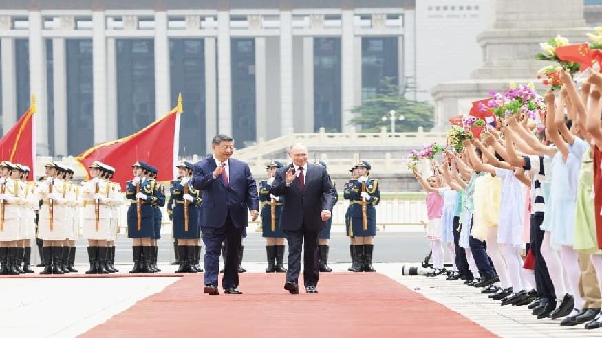 普京访华欢迎仪式，高清大图来了！